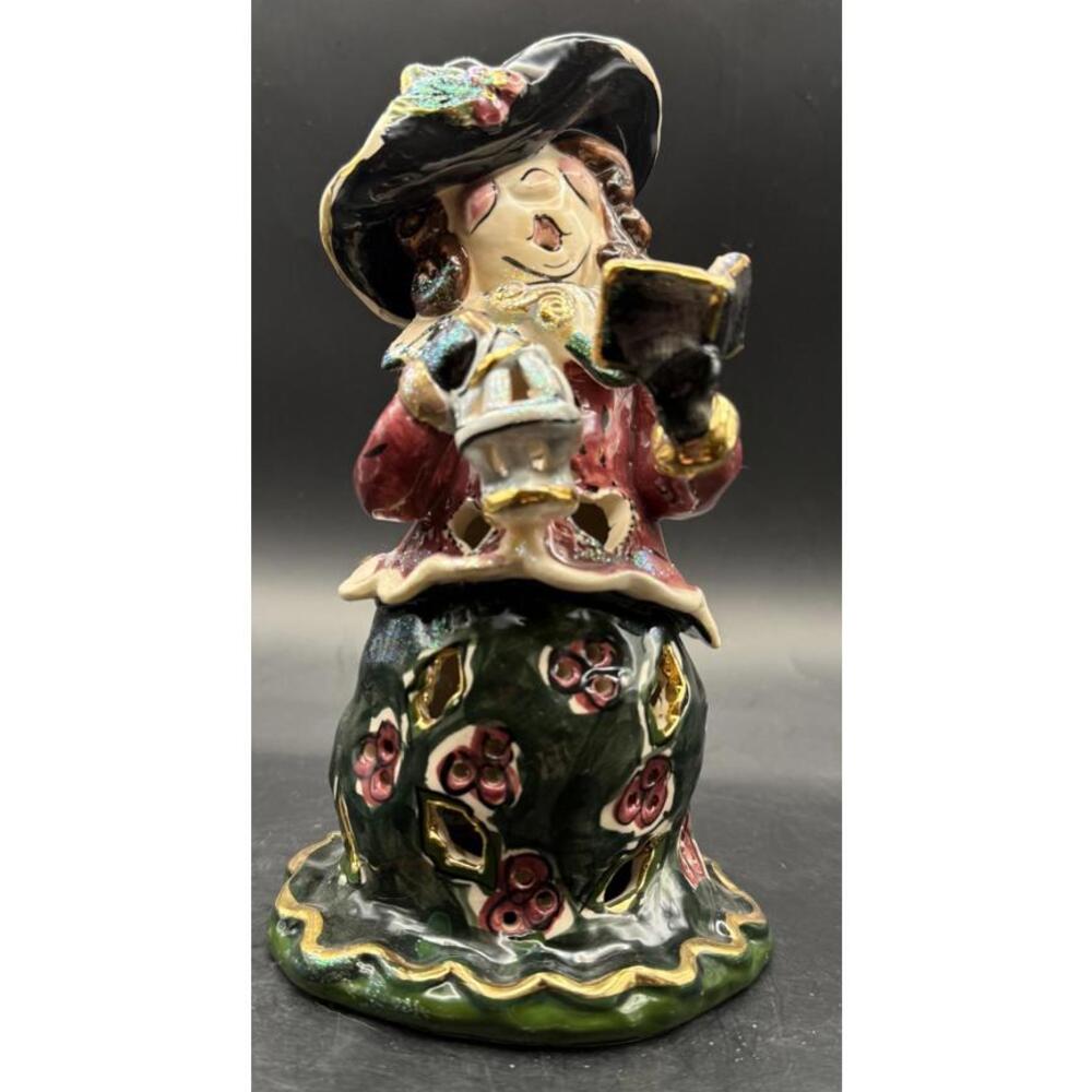 Christmas Caroller, Ceramic Tea Light by Heather Goldminc For Blue Sky Clayworks